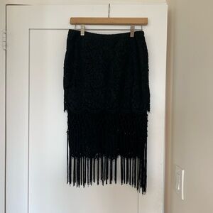 Endless Rose Black Tiered Embellished Midi Skirt